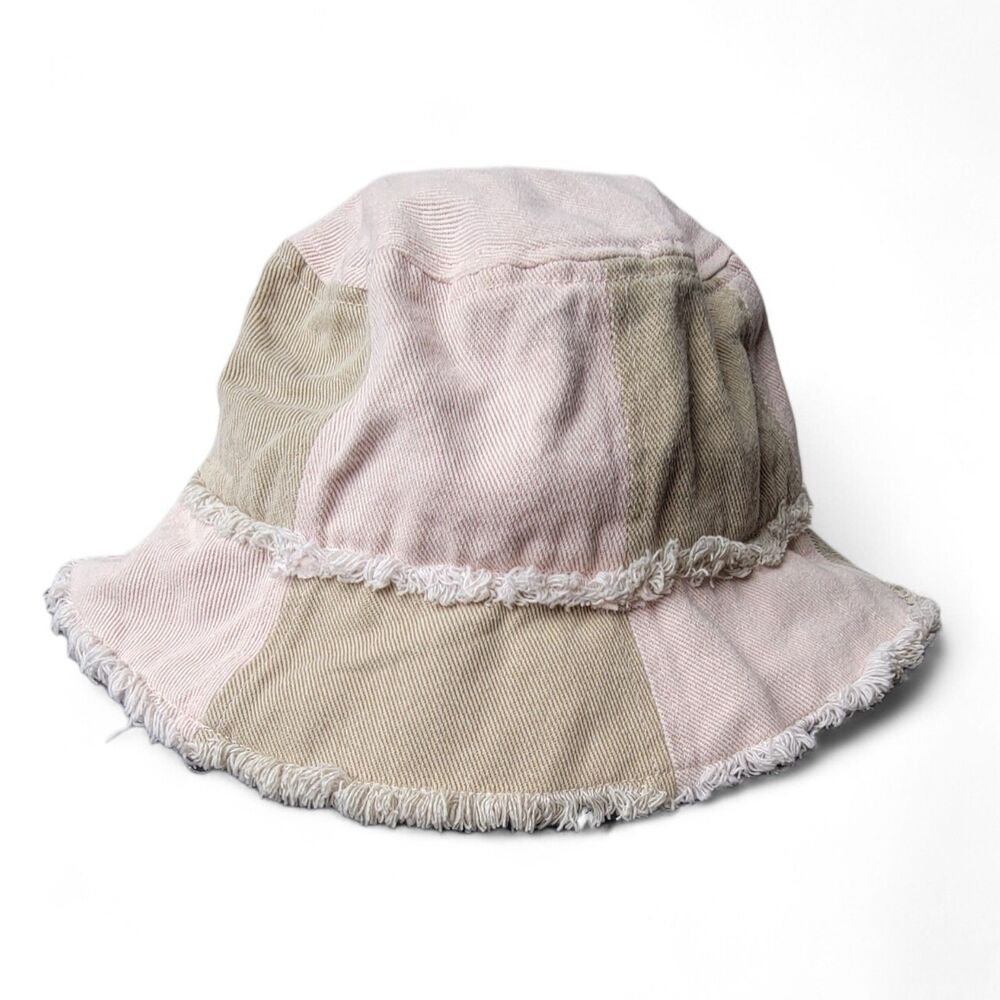 Patchwork Bucket Hat SO Goods For Life Frayed Brim 100% Cotton OS Y2K 90s Retro